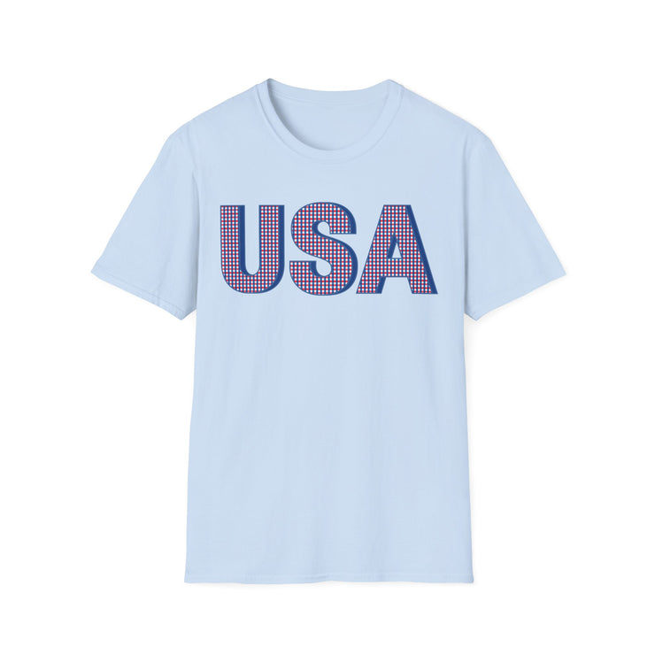 Red White and Blue USA with Plaid Graphic T-Shirt