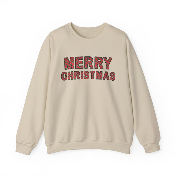 Plaid Print  Merry Christmas Women's Graphic Sweatshirt