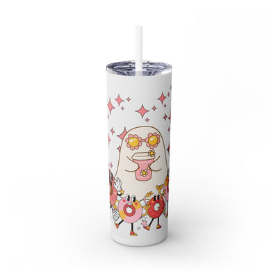 Halloween Ghost With Coffee Skinny Tumbler With Straw