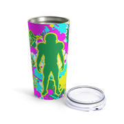 Personalized Neon Paint Splatter Football Player Sports 20 oz Tumbler