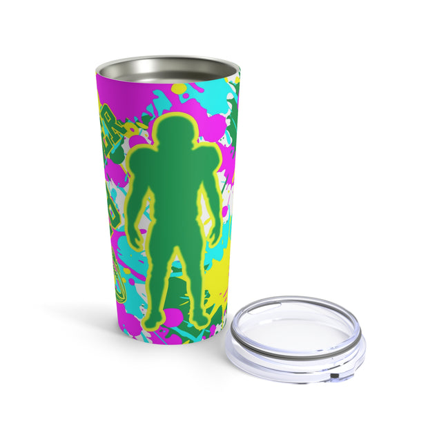 Personalized Neon Paint Splatter Football Player Sports 20 oz Tumbler