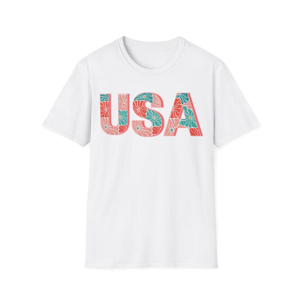 Tropical Floral USA Graphic T-Shirt