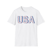 Red White and Blue USA with Stars Graphic T-Shirt