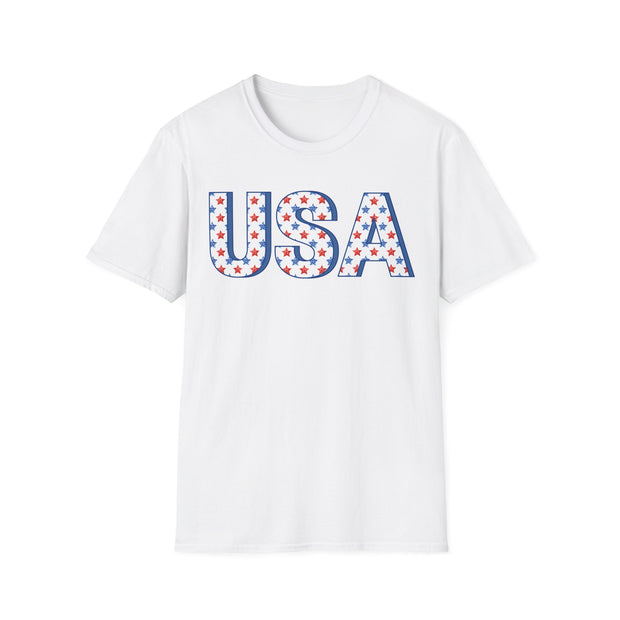 Red White and Blue USA with Stars Graphic T-Shirt