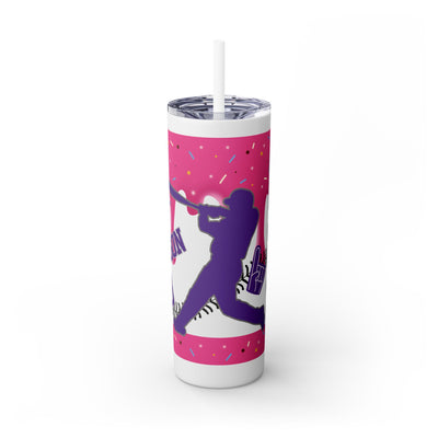 Personalized Drip Baseball Player Sports Tumbler With Straw