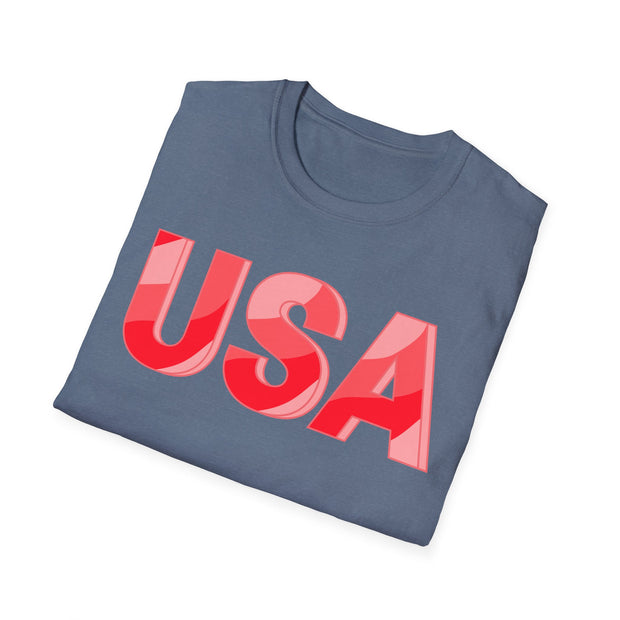 Heat Wave Pink and Coral USA Graphic T-Shirt