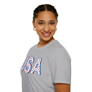 Red White and Blue USA with Stars Graphic T-Shirt