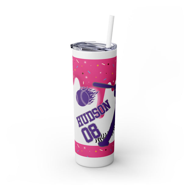 Personalized Drip Baseball Player Sports Tumbler With Straw