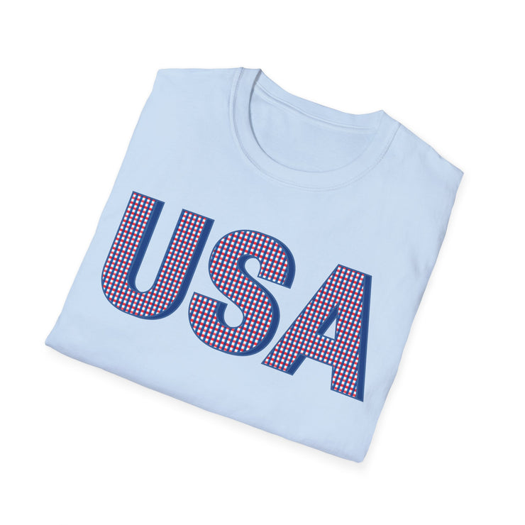 Red White and Blue USA with Plaid Graphic T-Shirt