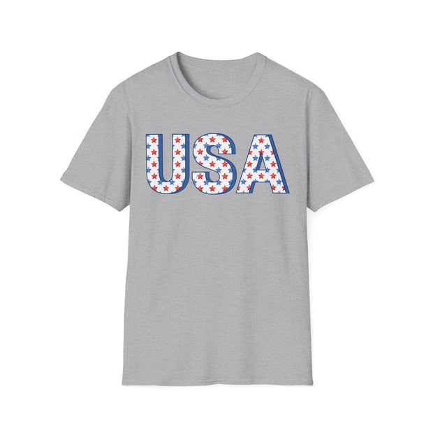 Red White and Blue USA with Stars Graphic T-Shirt