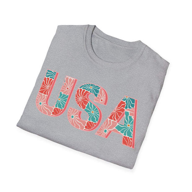Tropical Floral USA Graphic T-Shirt