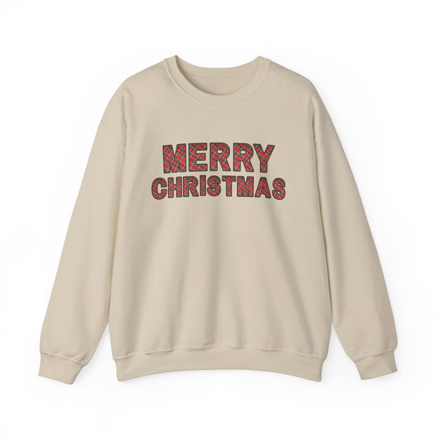 Plaid Print  Merry Christmas Women's Graphic Sweatshirt