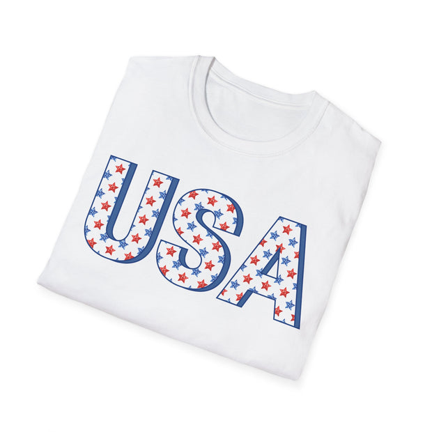 Red White and Blue USA with Stars Graphic T-Shirt