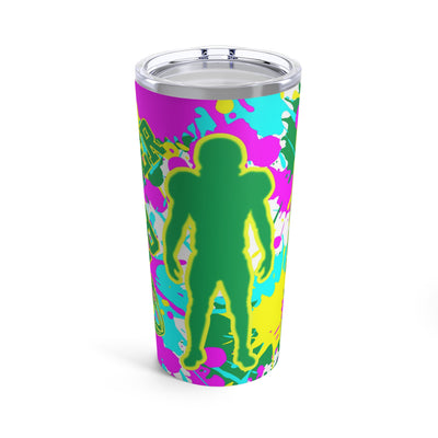 Personalized Neon Paint Splatter Football Player Sports 20 oz Tumbler