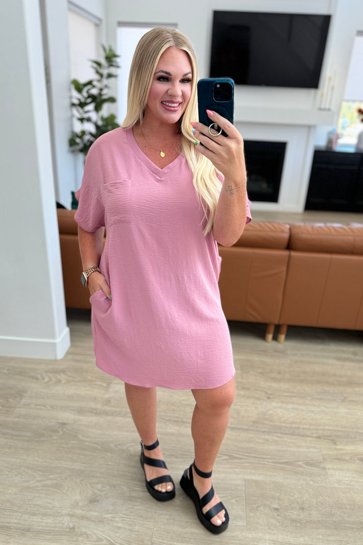 Go-Go Girl V-Neck T-Shirt Dress in Light Rose – bohopretty.com